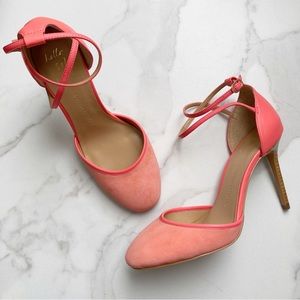 Banana Republic Veronica coral round toe strap heels